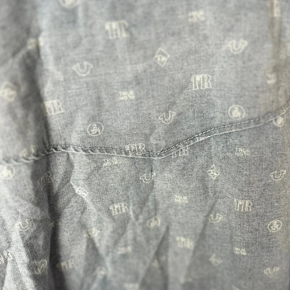 True Religion • All Over Logo Chambray Button Down Long Sleeve Shirt